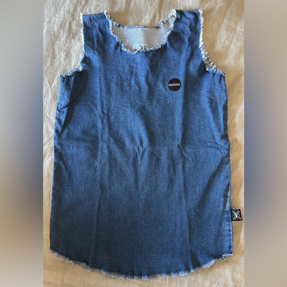 Nununu Blue Denim Frayed Tank Top